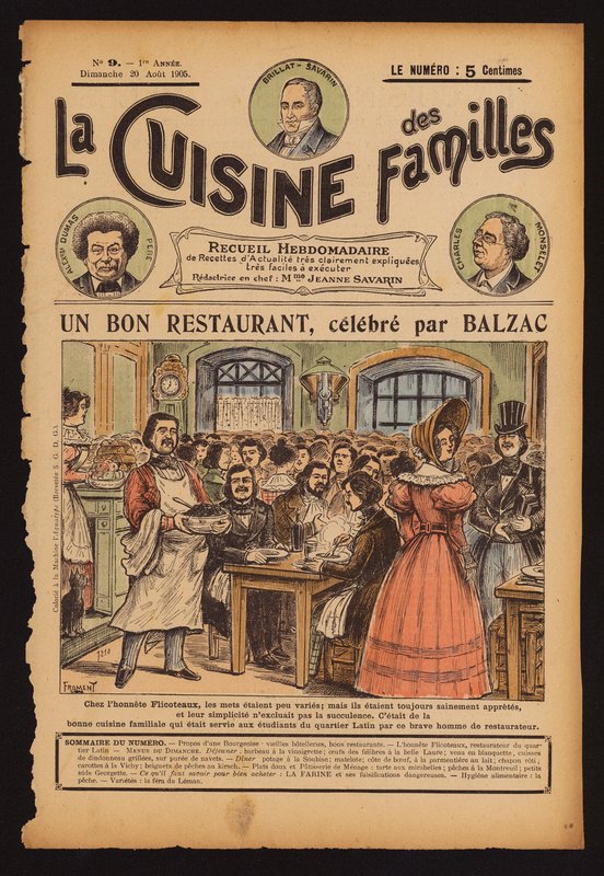 Honore de Balzac dineert in Flicoteaux, restaurant in Parijs (ingekleurde gravure) door French School