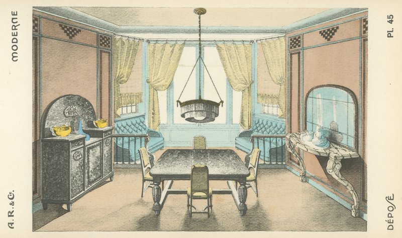Illustratie uit interieurontwerpproductcatalogus van A R & Cie, Frankrijk door French School