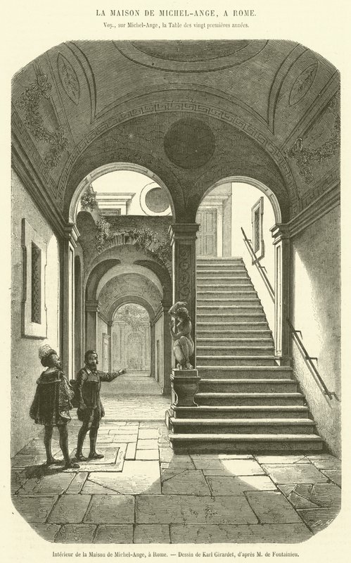 Interieur van het Huis van Michelangelo, in Rome door French School