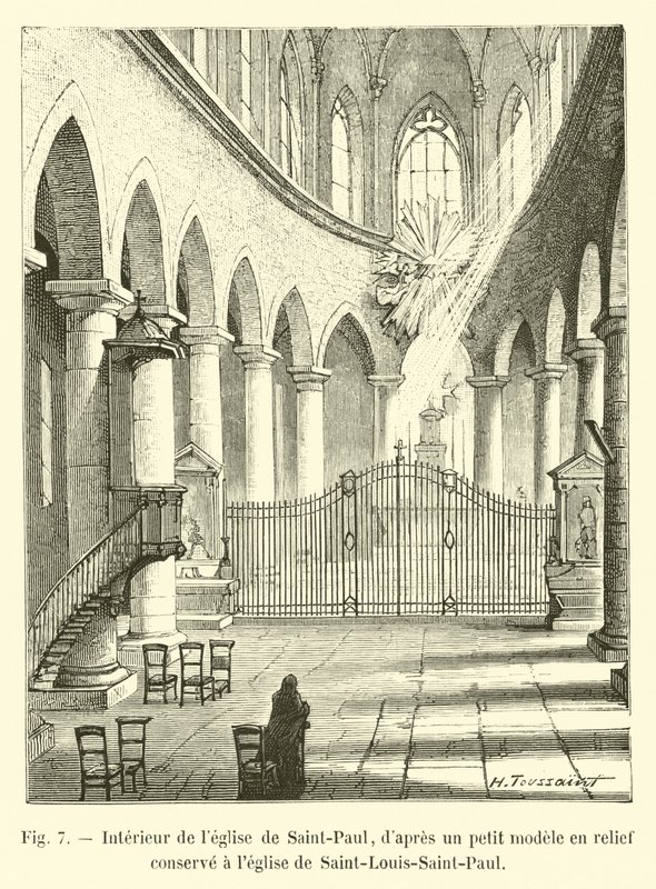 Interieur van de kerk van Saint-Paul, naar een klein reliëfmodel bewaard in de kerk van Saint-Louis-Saint-Paul door French School
