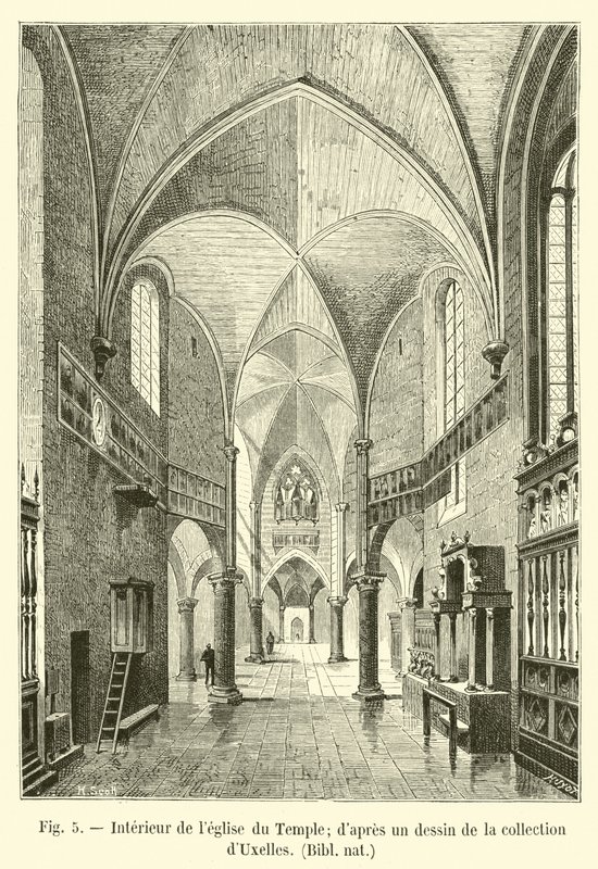 Interieur van de kerk van de Tempel; naar een tekening uit de collectie van d