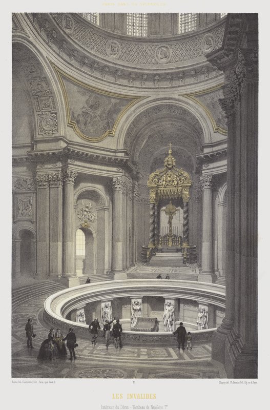 Interieur van de koepel en het graf van Napoleon I, Les Invalides, Parijs door French School
