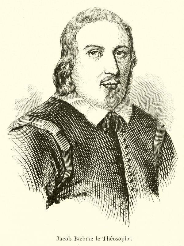 Jacob Boehme de theosoof (gravure) door French School