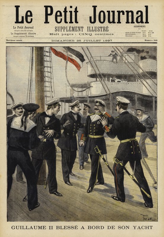 Kaiser Wilhelm II van Duitsland gewond aan boord van zijn jacht, 1897 door French School