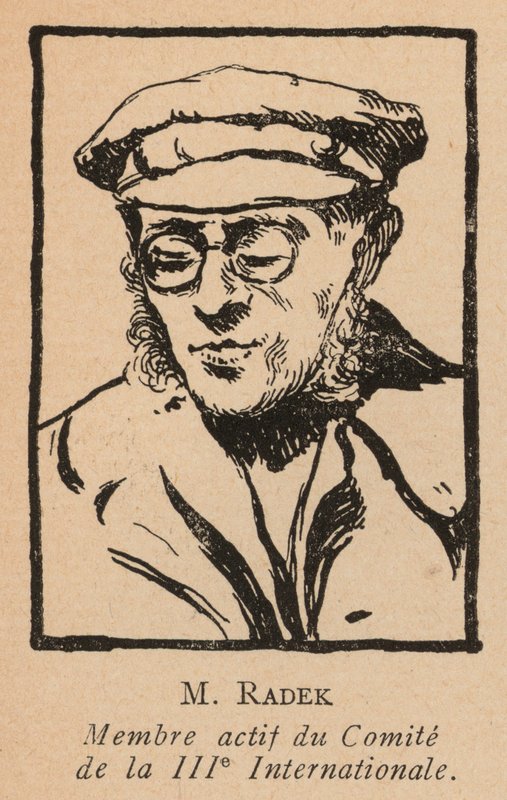 Karl Radek, Pools marxistisch revolutionair en secretaris van de Derde Communistische Internationale (Komintern) (litho) door French School