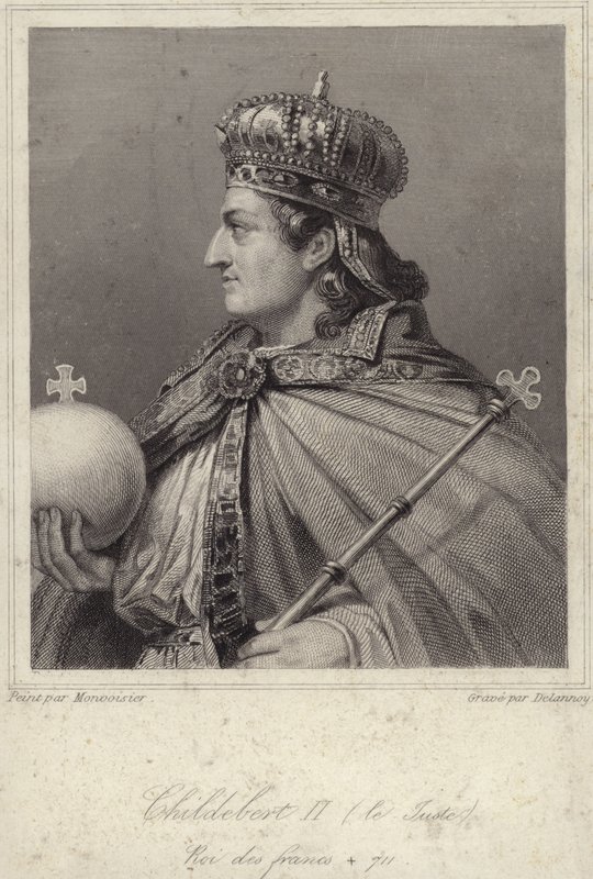 Koning Childebert II van Austrasië door French School