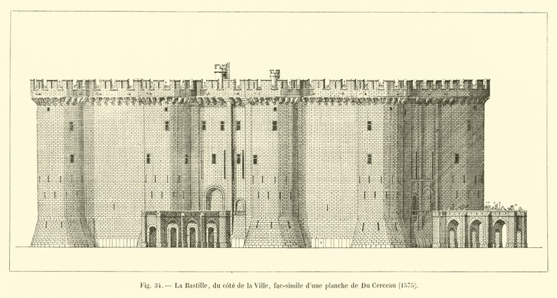 De Bastille, aan de kant van de stad, facsimile van een plaat van Du Cerceau, 1575 door French School