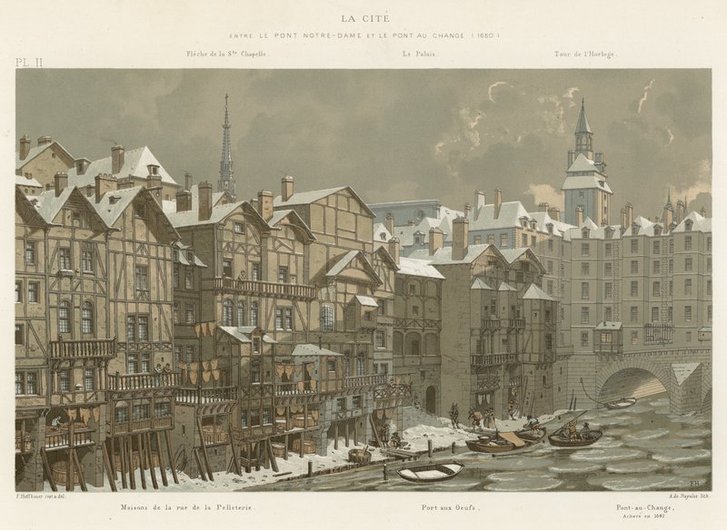 La Cité, tussen de Pont Notre-Dame en de Pont au Change, 1650 door French School