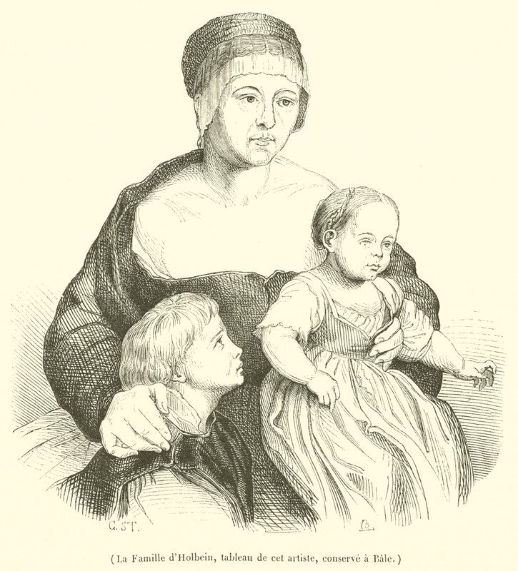 De familie van Holbein (gravure) door French School