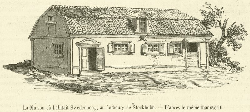 Het huis waar Swedenborg woonde, in de buitenwijk van Stockholm door French School
