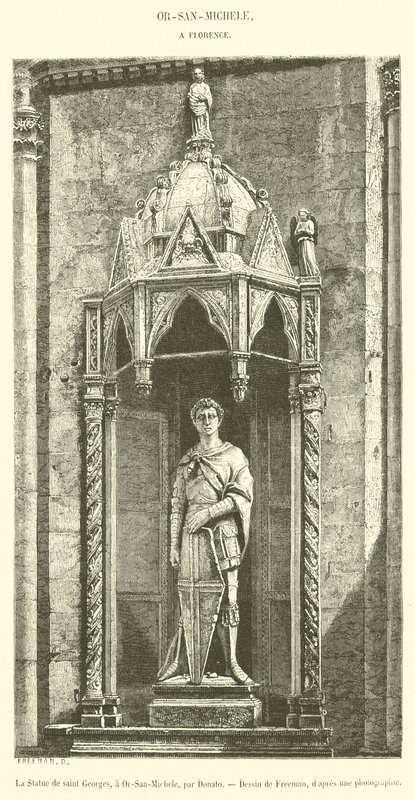 Het standbeeld van Sint-Joris in Or-San-Michele (gravure) door French School