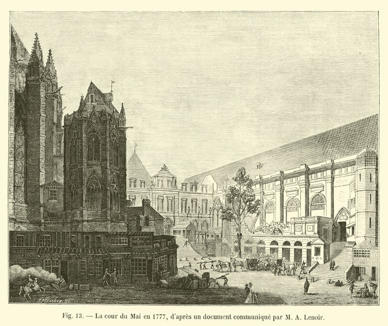 De Mai binnenplaats in 1777, volgens een document gedeeld door M. A. Lenoir door French School