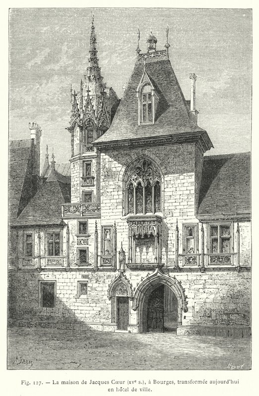 Het huis van Jacques Coeur, 15e eeuw, in Bourges, nu omgebouwd tot stadhuis door French School