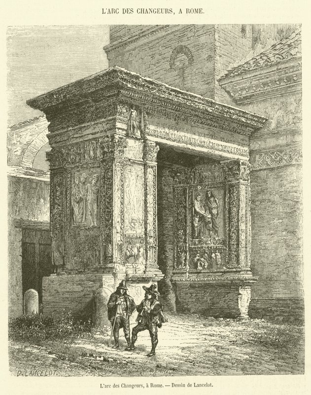 De boog van de wisselaars in Rome door French School