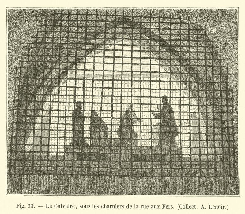 De Calvarieberg, onder de knekelhuizen van de rue aux Fers, Collectie A. Lenoir door French School