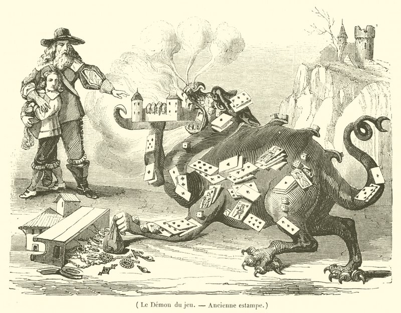 Le Demon du jeu (gravure) door French School