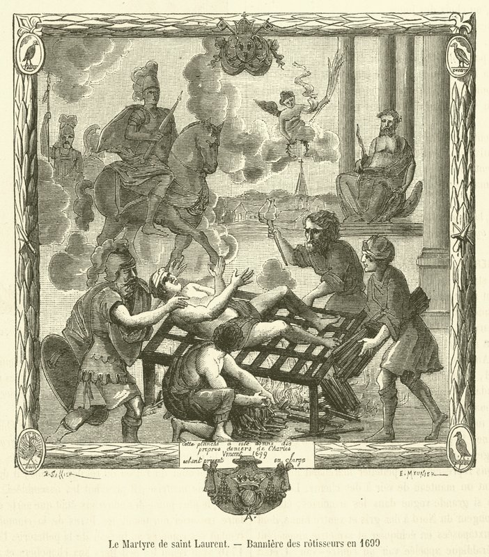 Het martelaarschap van Sint Laurentius, Banier van de rotisseurs in 1699 door French School