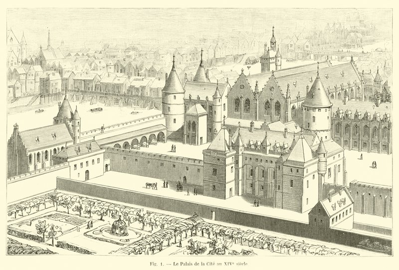 Het Paleis van de Stad in de 14e eeuw door French School