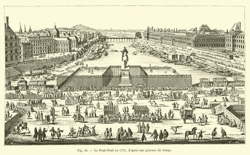De Pont-Neuf in 1702, volgens een gravure uit die tijd door French School