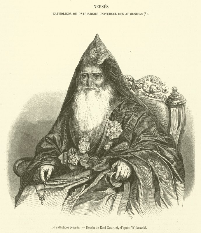 De katholikos Nerses (gravure) door French School