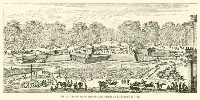 Het fort van de koning gebouwd in de tuin van het Palais-Royal in 1651 door French School