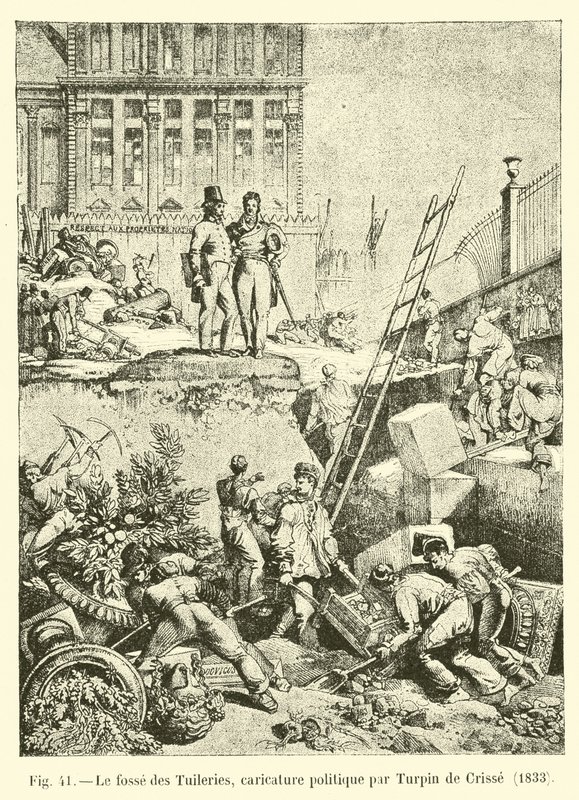 De gracht van de Tuilerieën, politieke karikatuur door Turpin de Crissé, 1833 door French School