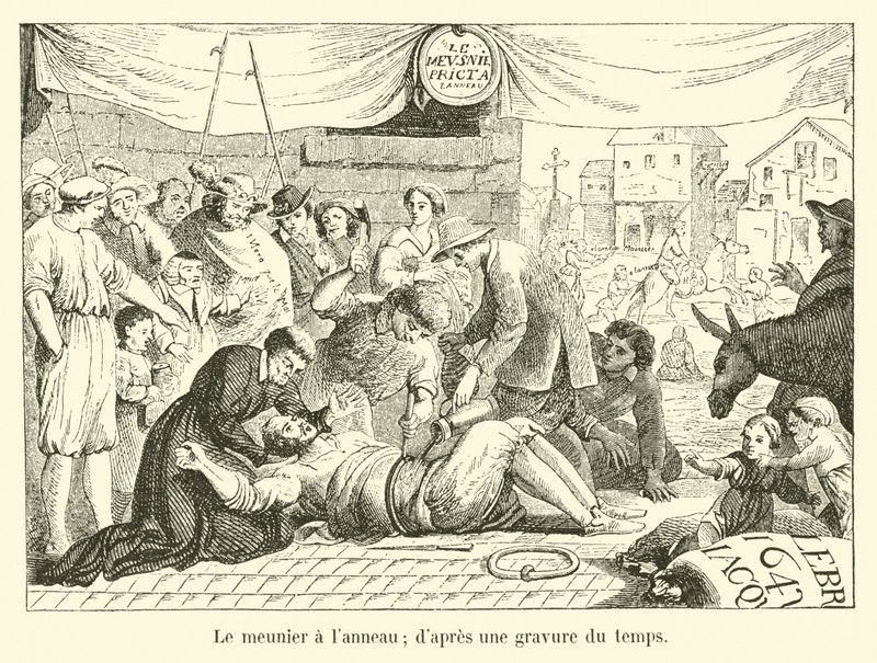 De molenaar met de ring; naar een gravure uit die tijd door French School