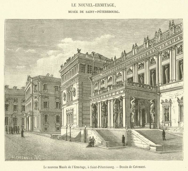 Het nieuwe Hermitage Museum, in Sint-Petersburg door French School