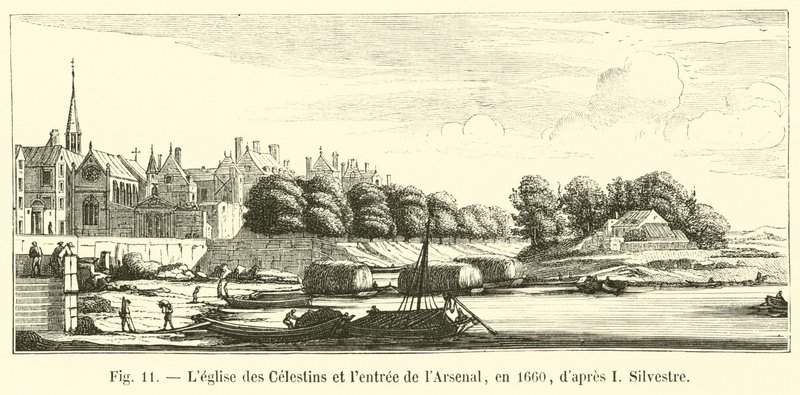 De kerk van de Celestijnen en de ingang van het Arsenaal, in 1660, naar I Silvestre door French School