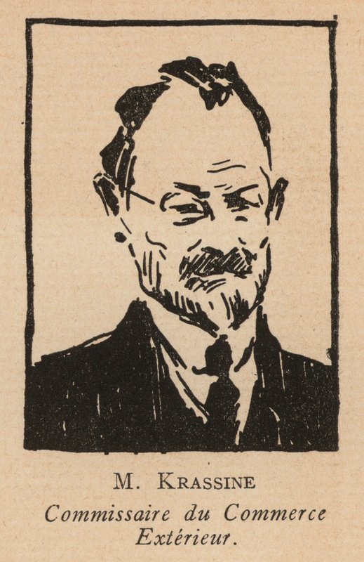 Leonid Krasin, Russisch bolsjewistisch revolutionair politicus en Volkscommissaris voor Buitenlandse Handel (litho) door French School