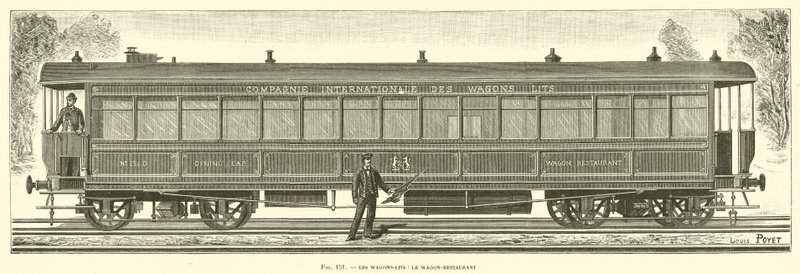 De slaapwagens, de restauratiewagen (gravure) door French School