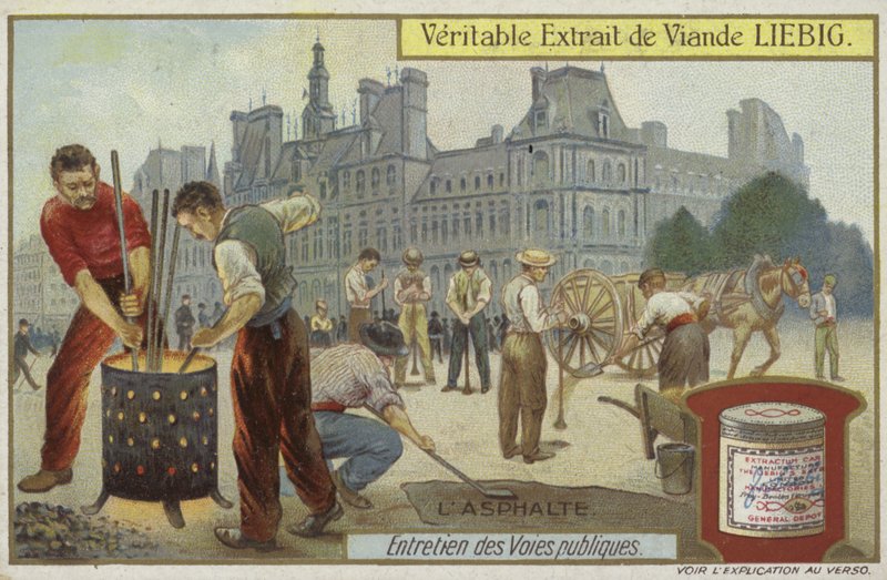 Liebig kaart met wegonderhoud door French School