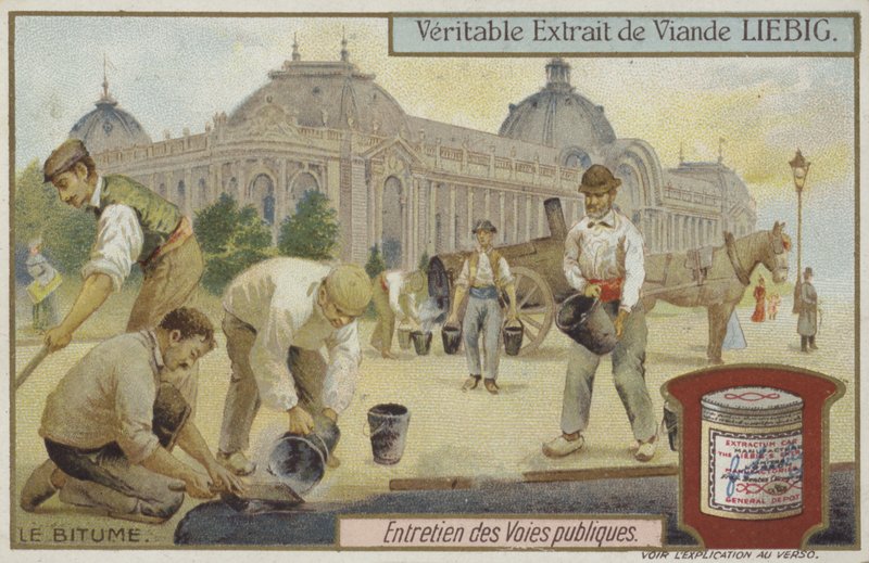 Liebig kaart met wegonderhoud door French School