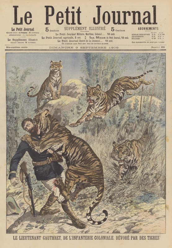 Luitenant Gauthret van de Franse koloniale infanterie verslonden door tijgers in Annam door French School