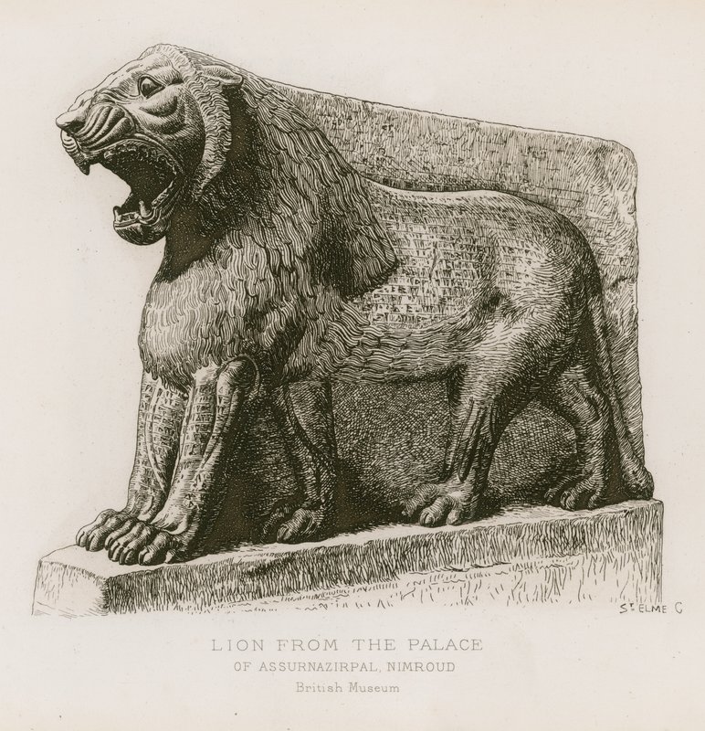 Leeuw uit het paleis van Assurnazirpal, Nimroud, British Museum door French School
