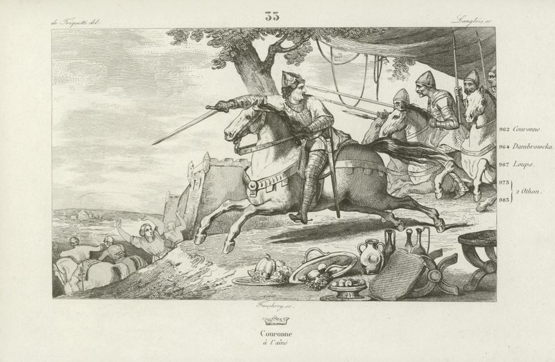 Lotharius van Frankrijk leidt zijn leger in een aanval op het paleis van de Heilige Roomse Keizer in Aken, 978 door French School