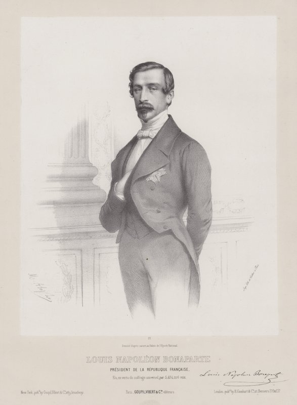 Lodewijk Napoleon Bonaparte, president van de Franse Republiek, c1848 (litho) door French School