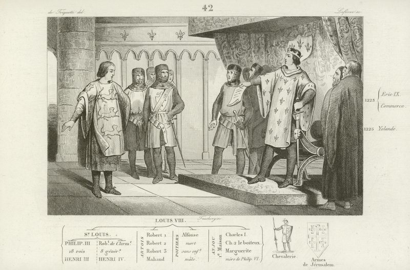 Lodewijk VIII van Frankrijk ontvangt een gezant van zijn vijand, Hendrik III van Engeland door French School