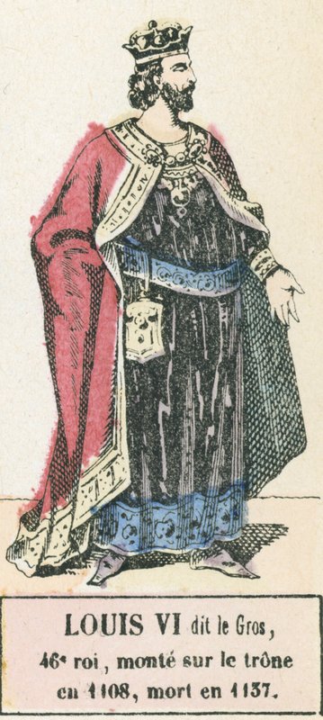 Lodewijk VI, 46e koning, besteeg de troon in 1108, stierf in 1137 door French School