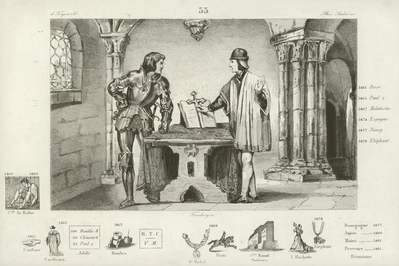 Lodewijk XI van Frankrijk gevangen gehouden door Karel de Stoute van Bourgondië in Peronne, 1468 door French School