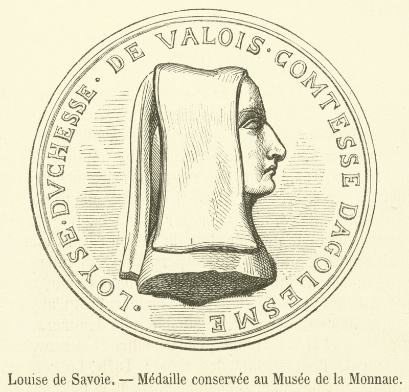 Louise de Savoie, Medaille bewaard in het Muntenmuseum (gravure) door French School