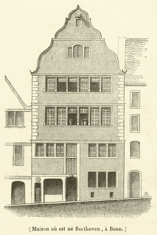 Maison ou est ne Beethoven, a Bonn (gravure) door French School