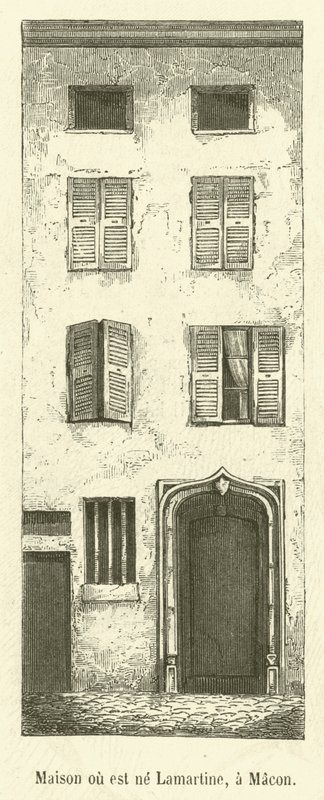 Huis waar Lamartine is geboren, in Macon door French School