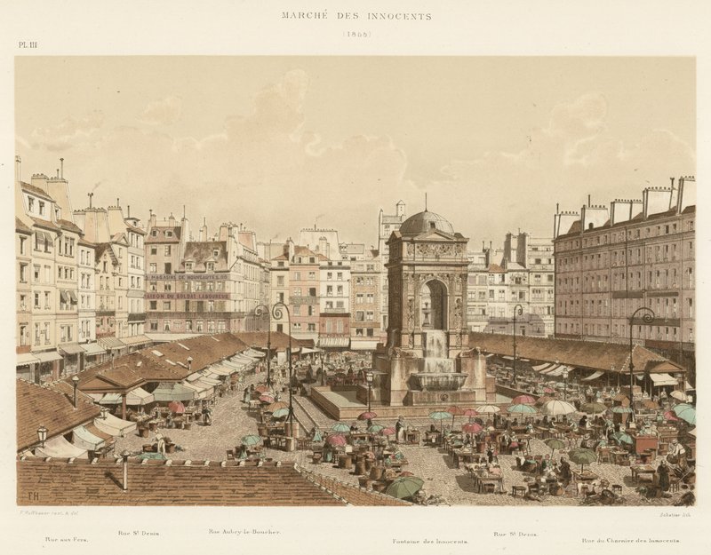 Marché des Innocents, 1855 door French School