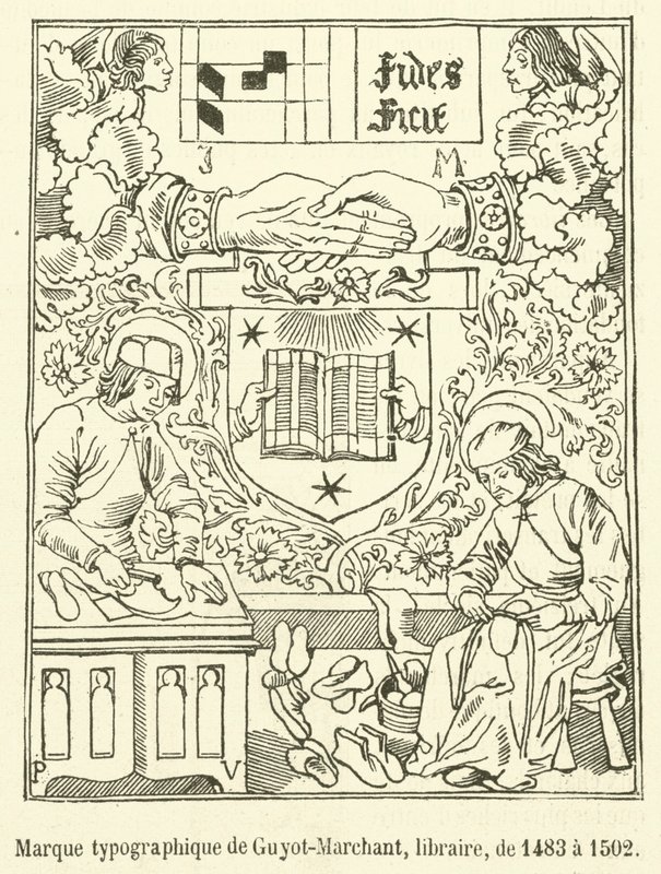 Typografisch merk van Guyot-Marchant, boekhandelaar, van 1483 tot 1502 door French School