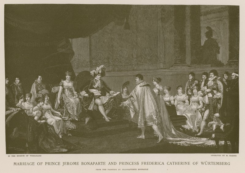 Huwelijk van Prins Jerome Bonaparte en Prinses Frederica Catherine van Württemberg door French School