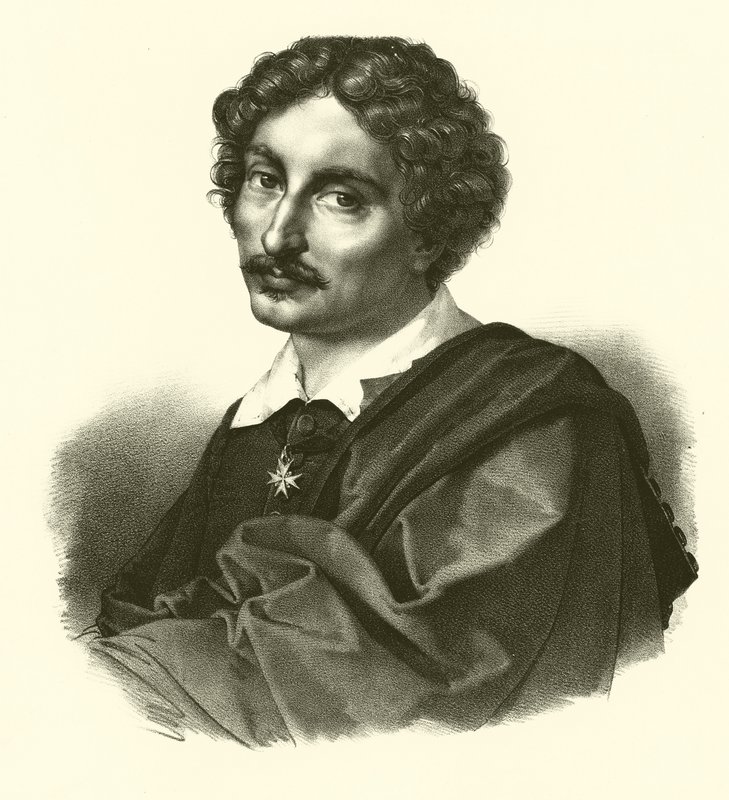 Michelangelo Merisi da Caravaggio, portret (gravure) door French School