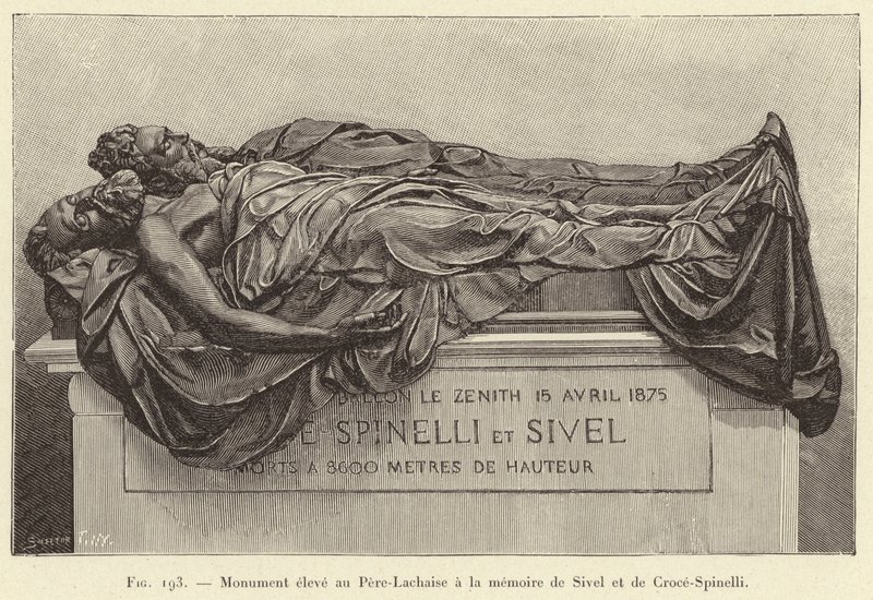 Monument opgericht op Père-Lachaise ter nagedachtenis aan Sivel en Croce-Spinelli door French School