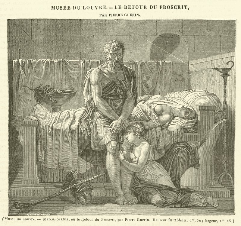 Louvre Museum, Marcus Sextus, of de Terugkeer van de Verbannen (gravure) door French School