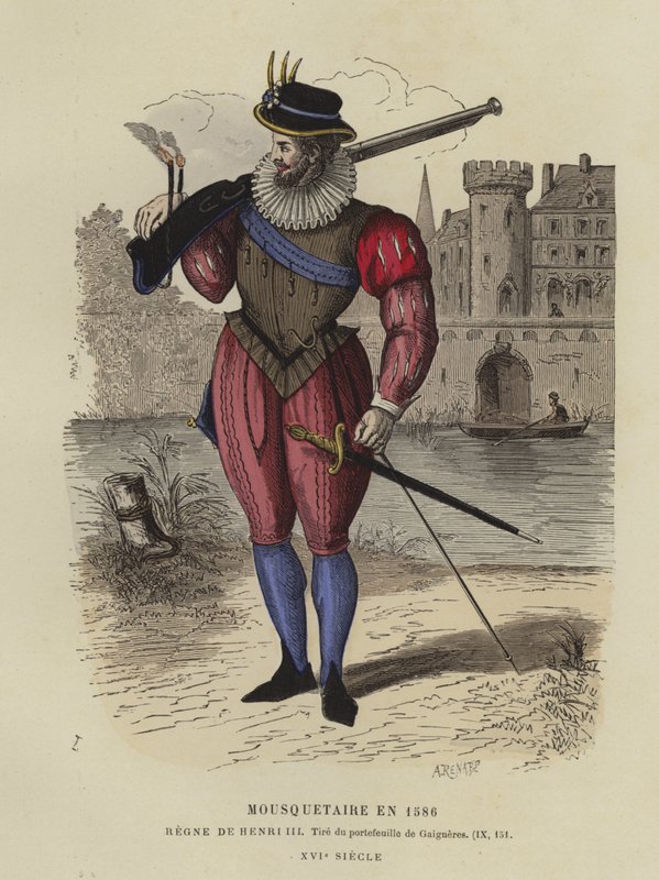Musketier tijdens het bewind van Hendrik III van Frankrijk, 1586 door French School